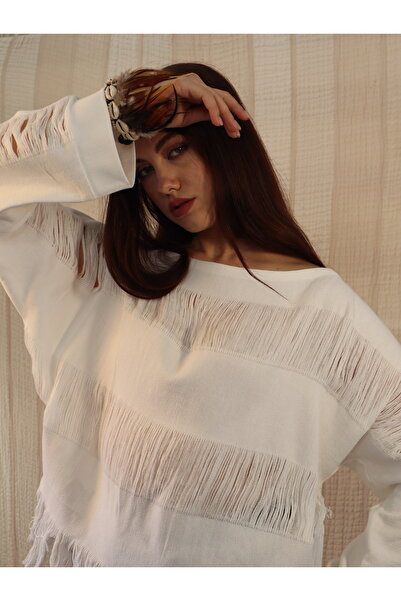 Su Koleksiyon Koza Hand Woven Ripped Cotton Blouse