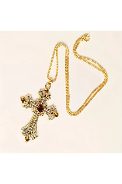 Çelik Erkekler Için Şık Günlük Giyim Aksesuarı Olan Şık Bir Tasarım Haç, Taş Aksesuarlarla Süslenmiş