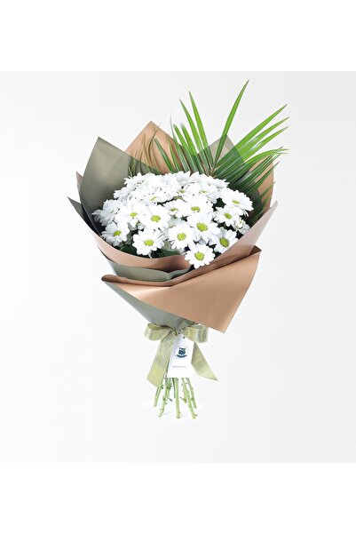 Rosebox Yeşil Bakır Yaldızlı Ambalajında Beyaz Papatya Buketi