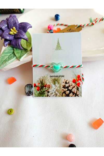 ENEFENDİ Marteniçka سوار الفيروز القلب الخرز الحظ الوفرة صديق عزيز زوجة الأطفال هدية الربيع مع بطاقة