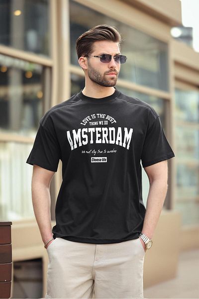 Madmext Ανδρικό T-Shirt με μαύρο στάμπα E7124