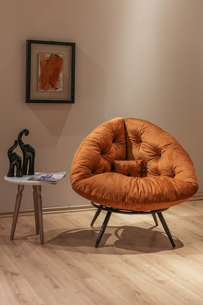 Berta Concept Floki Tekli Koltuk Berjer Turuncu