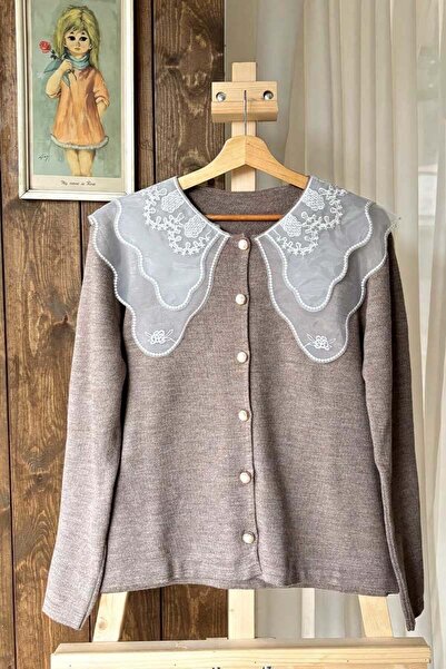 Ceylan Otantik Ζακέτα με δαντέλα με λαιμόκοψη από βιζόν