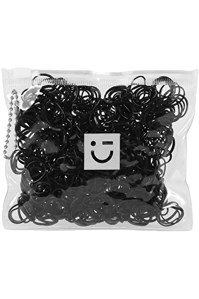 Miniso Şeffaf Taşıma Çantalı Minik Saç Lastiği - Siyah (500 Adet)