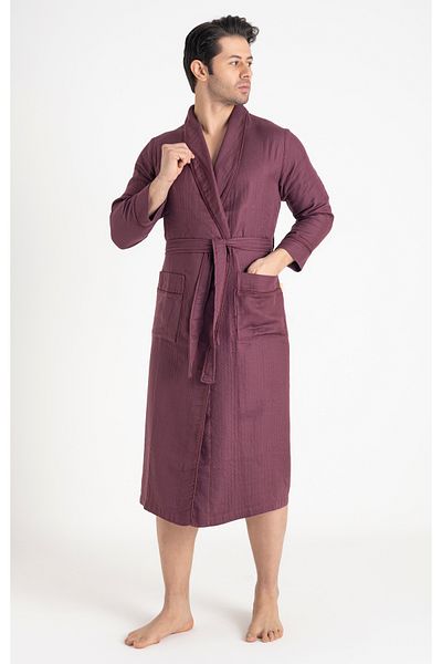 Nuşa Ανδρική ρόμπα από 100% βαμβακερή σάλιακας Muslin Fabric