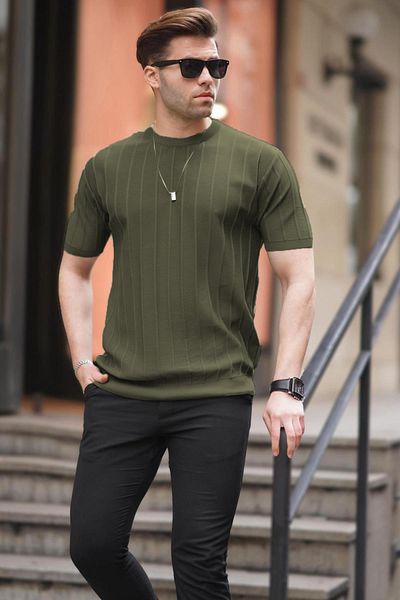 Madmext Khakifarbenes Herren-T-Shirt 5684