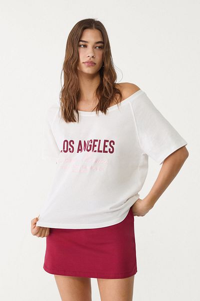 Stradivarius Embroidered city t-shirt