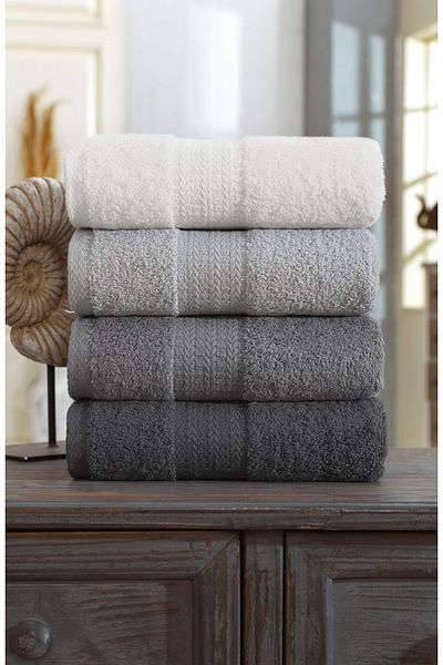 Denia Home Textile 100% Cotton 4-Piece Hand and Face Towel Set 50X90 Ruby