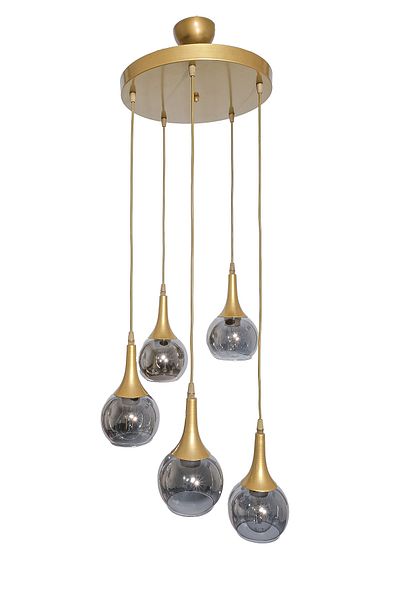 Fer Avize Fred Modern Decorative Antique Color Glass 5-Piece Pendant Lamp Chandelier Living Room - Kitchen - Bedroom