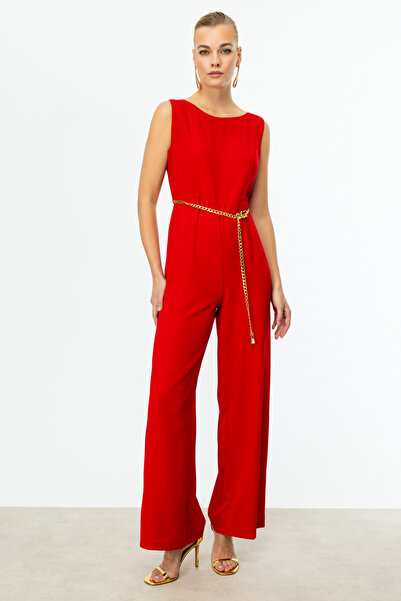 Mi Pret a Porter Mi Sıfır Kol Metal Gold Kemerli Tulum