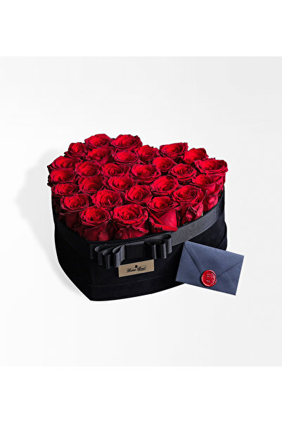 Rosebox Mon Amor Petit - Küçük Boy Kalpli Kutuda Kırmızı Güller