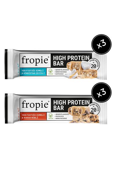 FROPİE Fropie Vegan High Protein Bar Set of 6 - Peanut Butter & Cocoa Nibs & Coconut