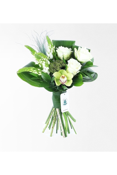 Rosebox Beyaz Güller Ve Orkide Buketi