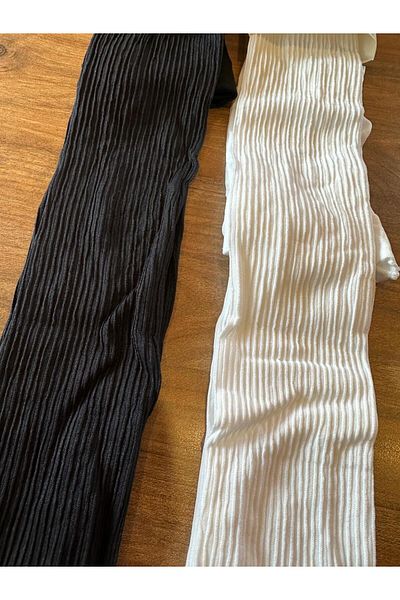 Daymod Kumsal Medium Thick Ribbed Children's Pantyhose Black-White 2 Pcs