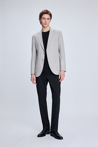 Hatemoğlu Gray Slim Fit Mono Collar Casual Jacket