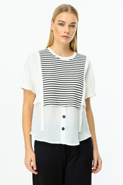 ON Раирана блуза с къс ръкав