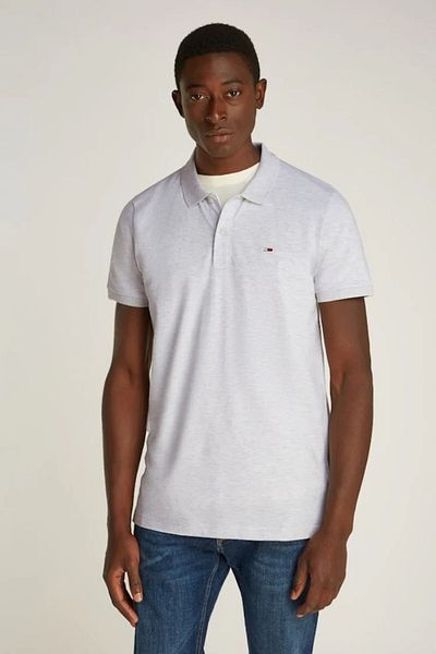 Tommy Hilfiger Pánská šedá polokošile Slim Fit z organických látek Tommy Jeans