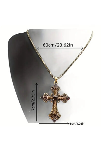 Çelik Erkekler Için Şık Günlük Giyim Aksesuarı Olan Şık Bir Tasarım Haç, Taş Aksesuarlarla Süslenmiş