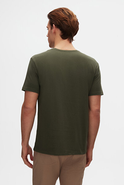 D'S Damat Slim Fit Khaki Crew Neck 100% βαμβακερό αναπνεύσιμο μπλουζάκι