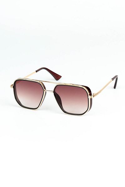 Di Caprio Men's Brown Uv400 Protected Geometric Model Sunglasses