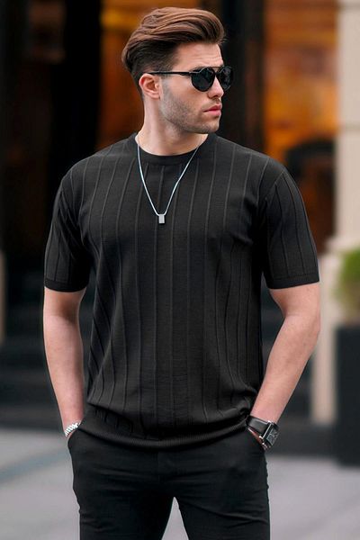 Madmext Schwarzes Herren-T-Shirt 5684