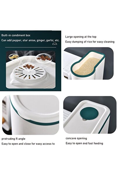 COOYA 25 Lbs Large Rice Dispenser,with Measuring Cup,Cereal Airtight,Food Storage box for Kitchen,Grey