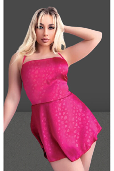 Cooqpoo Roz Mărimea S-M-L-XL Cămașă de noapte din satin, simplă, elegantă, cu...