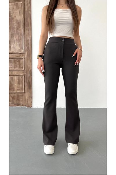 BİKELİFE Women's High Waist Lycra Stretchy Flared Leg Fabric Pants