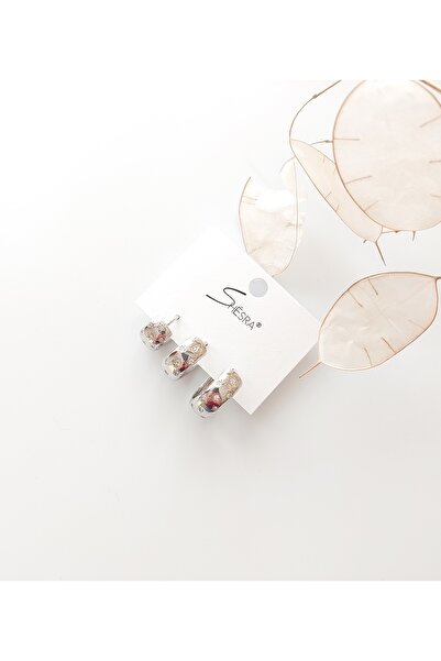 shesra Pera 3'lü Çelik Küpe K-0133