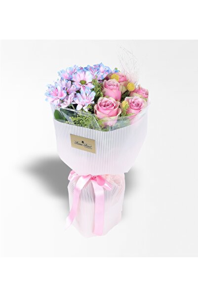 Rosebox Gökkuşağı Papatya Ve Athena Royal Gül Buketi