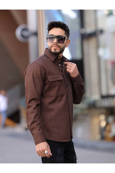 YXC Trend Maker Men's Coated Wool Effect Knitted Shirt