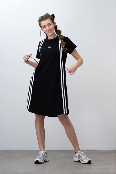 LOCO LOCO Girl's Black Dress - with Stopper Elastic on the Back
