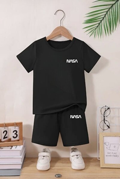 han elegant Set de tricou și capri de vară pentru băieți/fete cu imprimeu text NASA