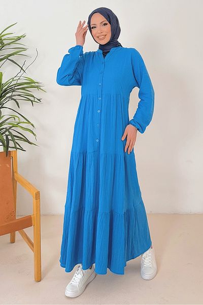 Bestenur Selur V-Neck Dress 1360 - Indigo