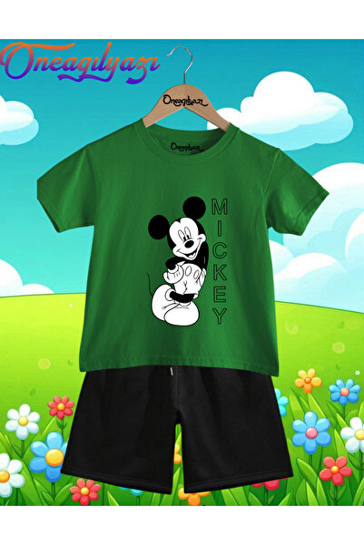 oneagılyazı OFF-W Tom Štampano Oversize kroj Dječje šortseve T-shirt setovi