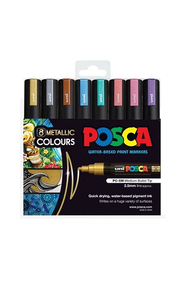 Uni Posca Pc-5M 1.8-2.5 mm 8Pcs Metallic Colors