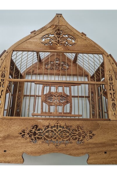 creablue İşlemeli Tasarım Kuş Kafesi Yemlikli