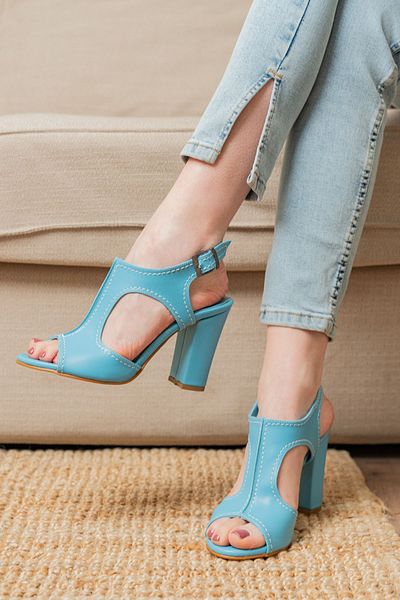 Hayalimdeki Ayakkabı Orisha Turquoise Skin Heeled Women's Shoes