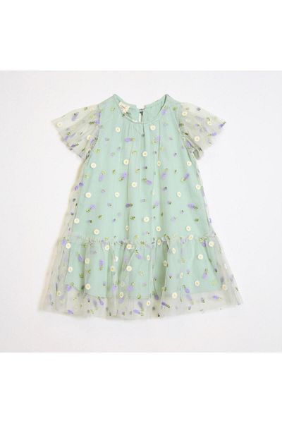 OZZY KİDS Girl's Floral Patterned Tulle Dress
