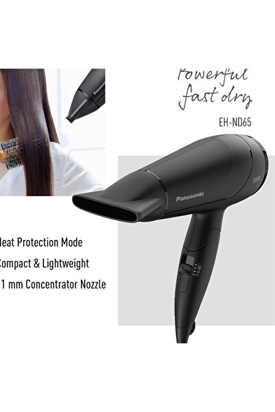 PANASONIC Hair Dryer Powerful Fast Dry 2300W EH-ND65 - Black