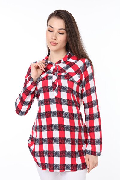 Işşıl 4068-viscose Plaid Maternity Shirt