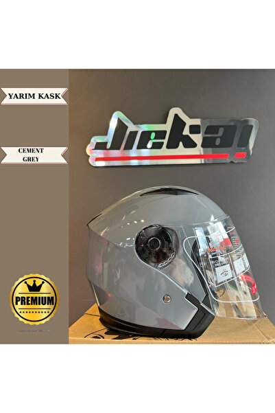 JİEKAİ JİEKAİ YARIM KASK CEMENT NARDO GRI GÜNEŞ VİZÖRLÜ