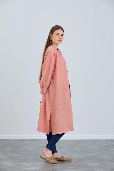 Işşıl IŞIL 8342-Foam Fabric Belt Tied Maternity Clothes-Out Tunic