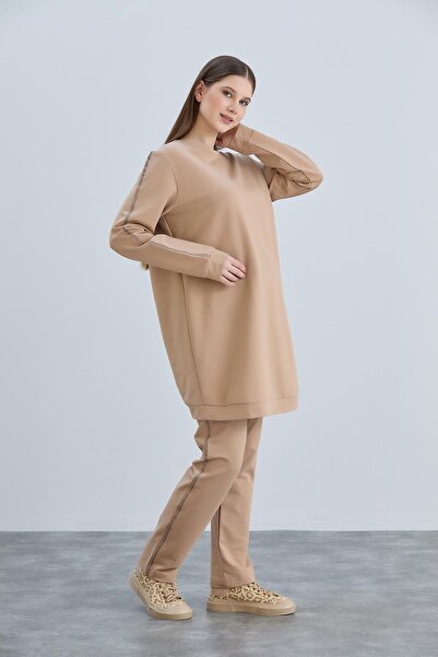 Işşıl IŞIL 4538-Lycra Two Yarn Combed Cotton Striped Maternity Tracksuit Set