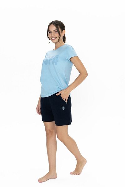 U.S. Polo Assn. U.S. Polo Assn. 20011 Set de pantaloni scurți albaștri cu mânecă scurtă și gât rotund