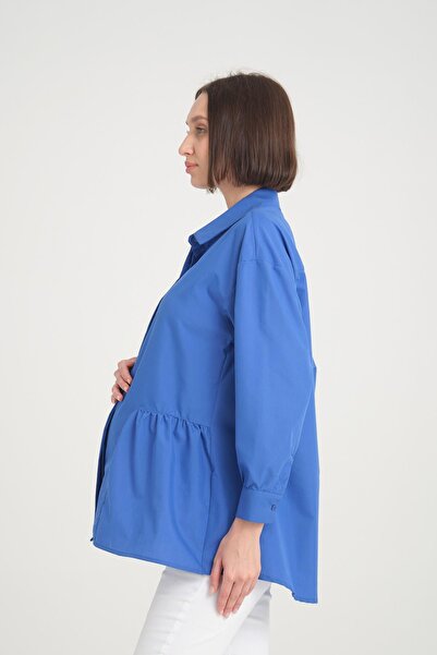 Işşıl IŞIL B112 - Cotton Sports Maternity Shirt and Tunic, Covered Button