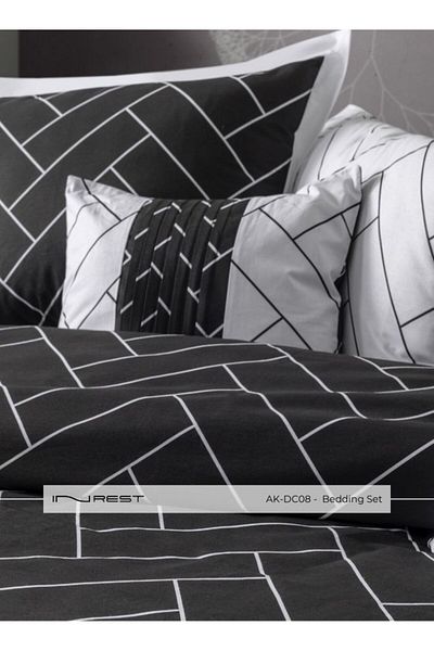 INREST Boston Single Duvet Cover Set (Without Filling) Cotton 100% Single Size 160x230 cm - 5 Pcs