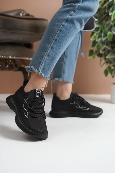 TOPUK Tricotaje negre Luan Pantofi sport cu șireturi