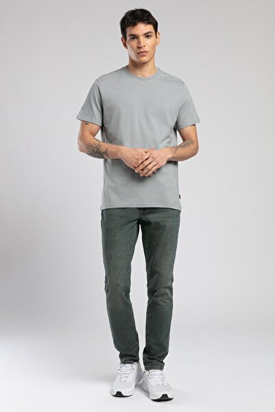 Lee Cooper Baselo Erkek %100 Pamuk O Yaka T-Shirt Gri