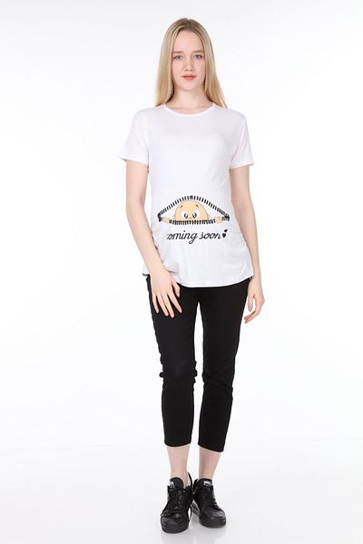Işşıl 4473-Tricou de maternitate cu mânecă scurtă din viscoză pentru bebeluși, cu fața cu fermoar